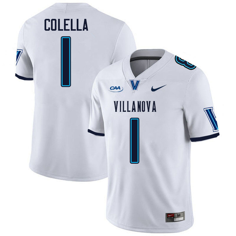 Villanova Wildcats #1 Luke Colella College Football Jerseys Stitched-White Villanova Wildcats #1 Luke Colella College Football Jerseys Stitched-White